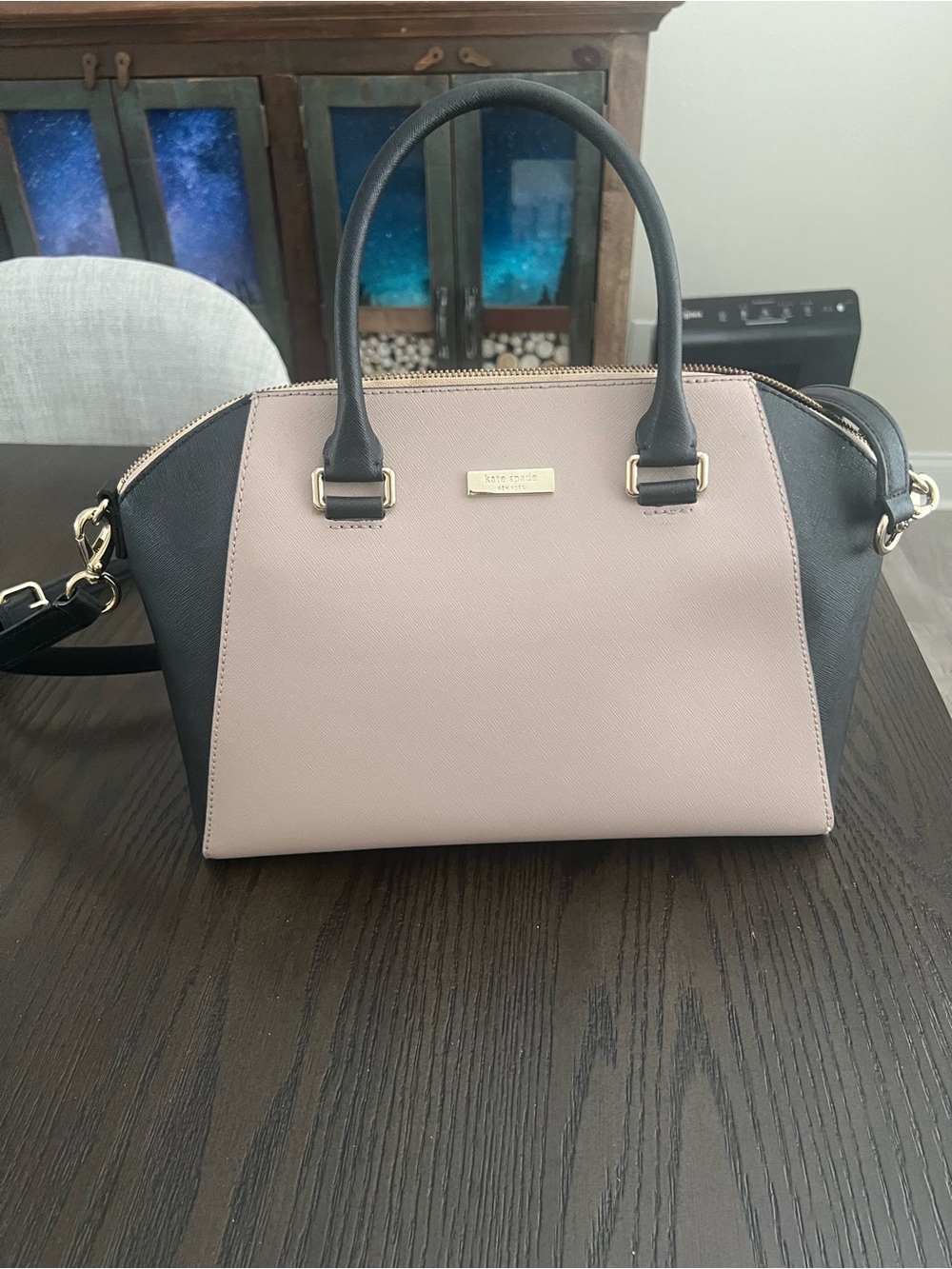 kate spade Pale Pink and Black Dome Satchel
